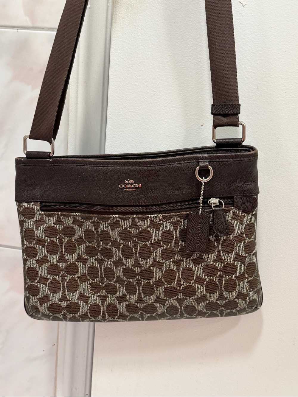Coach Brown Signature Canvas Crossbody Bag